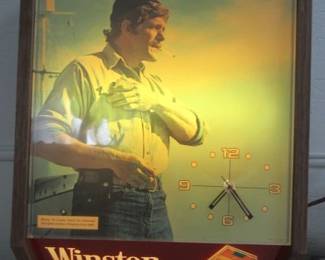 1980's Lighted Winston Cigarettes Clock - Works