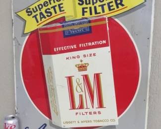1950's Metal L & M Cigarettes Sign