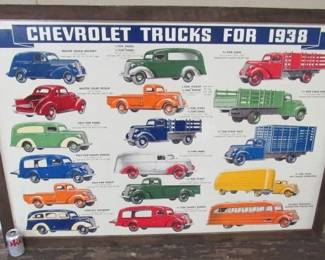1938 Chevrolet Trucks Dealership Sign - 42" x 62"