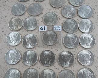 UNC. Peace Silver Dollars