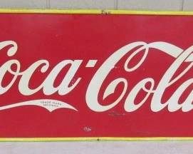 1942 Metal Coca-Cola w/Bottle Sign - 18" x 54"