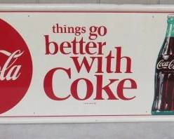 1950's - 1960's Metal Coke Sign - 18" x 54"