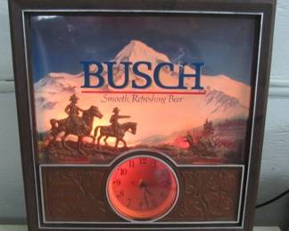 1980's Lighted Busch Beer Clock - Works