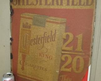NOS 1950's Chesterfield Cigarettes Sign - Embossed - 18" x 24"