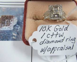 10K Gold 1 cttw Diamond Ring w/Appraisal 