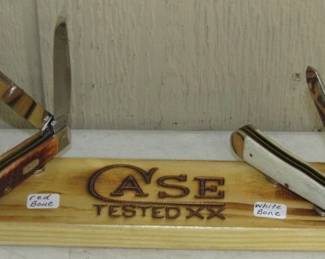 Case XX Red Bone & White Bone Trapper Knives on Display