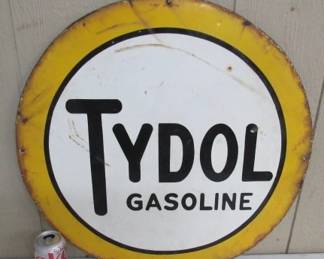 24" Porcelain Tydol Gasoline Sign - Single Sided