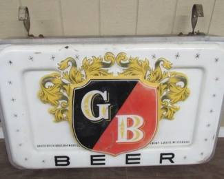 32" x 49" Griesedieck Beer Hanging Lighted Sign w/Bracket - Double Sided