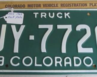 NOS 1968 Colorado Truck License Plate