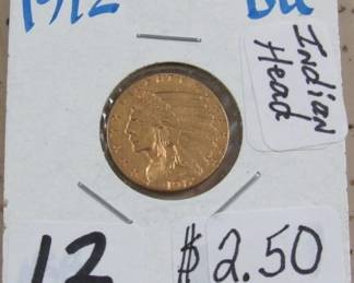 1912 Gold $2.50 Indian Head Coin