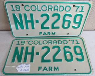 NOS 1971 Set Colorado Farm License Plates