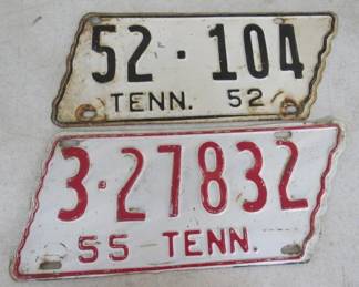 1952 & 1955 TN State Shape License Plates