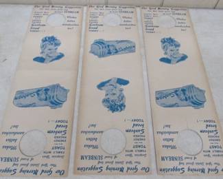 NOS 1940's - 1950's Sunbeam Bread Door Hangers