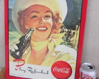 NOS 1985 Coke Cowgirl Sign - Remake from 1955