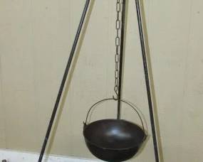 1800's Cast Iron Cowboy Scotch Bowl w/Stand