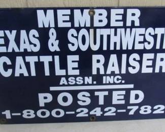 Porcelain Cattle Raisers Sign