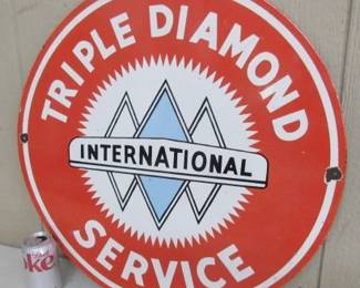 24" Porcelain Triple Diamond Service Sign - Single Sided 