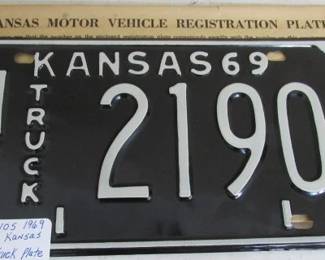 NOS 1969 Kansas Truck License Plate