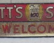 Antique Tin Garrett's Snuff Door Push - Double Sided 