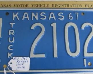NOS 1967 Kansas Truck License Plate