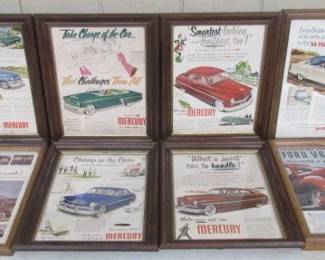 1930's - 1950's Ford/Mercury Framed Advertisements