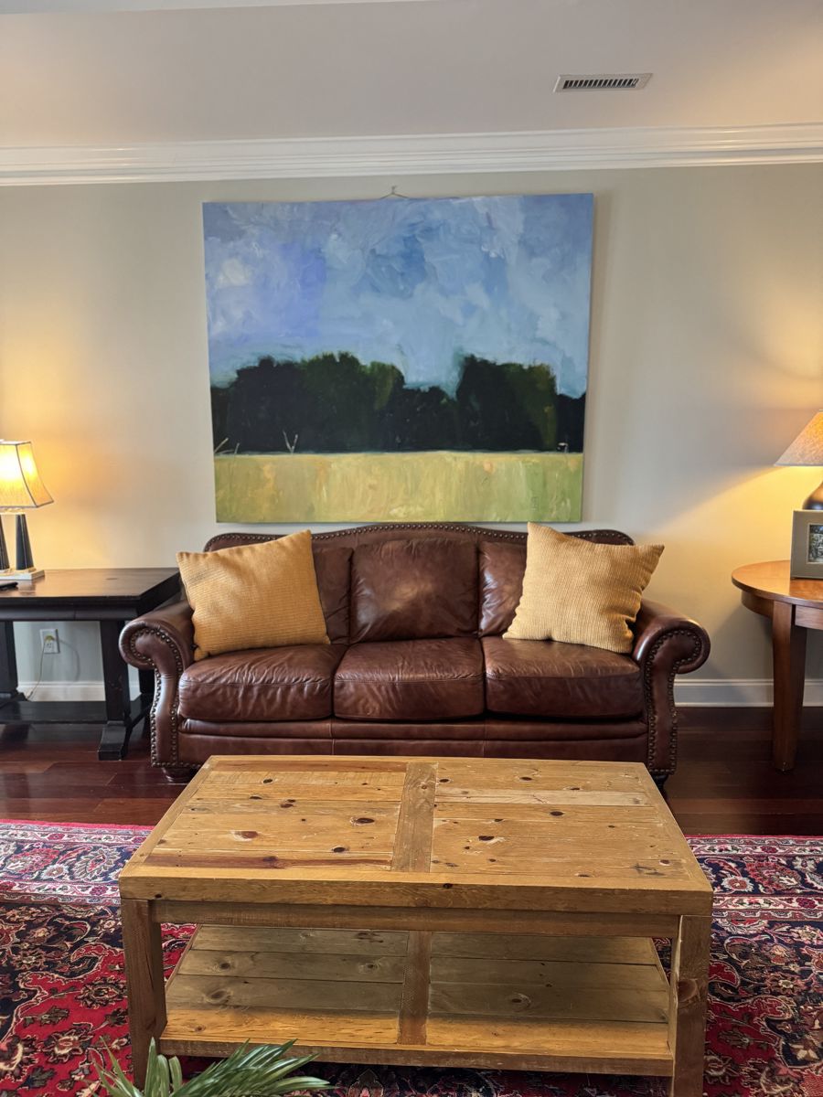 leather pull out sofa, original art work