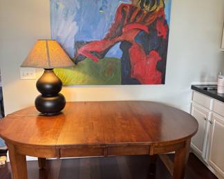 original art work, table with several leaves inserted.