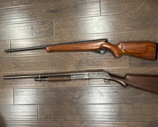 Winchester 1897 12 gauge Shotgun manufactured in 1908. A piece of American History and highly collectible.
Also have an O.F. Mossberg & Sons 151K 22 Long Rifle