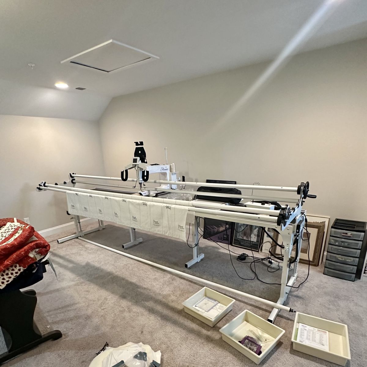 Avantè long-arm quilting machine. More photos coming!!
•On pre-sale starting at 5:00pm on Tuesday/September 2.
•To purchase:
Call 615-854-8535 no earlier than 5:00pm on September 2nd.
•Payment in full over phone is required to purchase either by Venmo or Zelle. PayPal, credit and debit cards are also accepted with a 4% fee.
•First come, first served
•No holds
•Want to see in advance? Appointments available on Thursday/August 28 starting at 1:00PM. TEXT 615-854-8535 to set appointment time.
•Buyer is responsible for disassembling and transporting out of the house. Staff will not be able to assist.