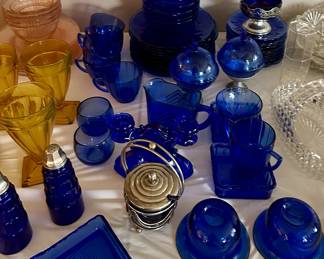 Blue depression glass