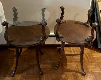 Mahagony Fleur De Lis end tables