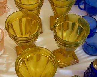 Uranium Glass - Heisey Sundae/Goblets