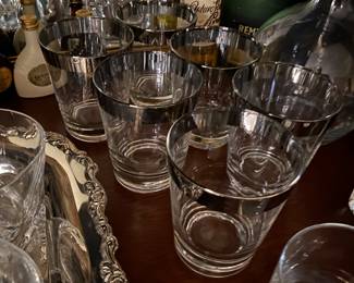 MCM Platinum Rimmed Low Balls set 6