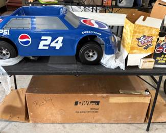 SWEET 1990s FRITO LAYS PROMOTION JEFF GORDON #24 GIVE AWAY BRAND NEW IN BOX CHILDRENS ELECTRIC RACE CAR, COMPLETE WITH ENTRY FORMS AND ADVERTISING. 