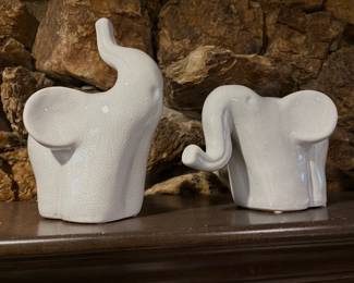 CRACKLE GLAZE ELEPHANTS.