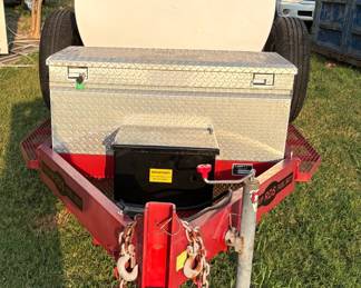 AWESOME AND APPEARS TO BE NEVER USED 1000 GALLON DEISEL FUEL PUP FUEL DELIVERY TRAILER JUST ADDED BRAND NEW COMMERCIAL BATTERY. RDS FUEL PUP MFG.