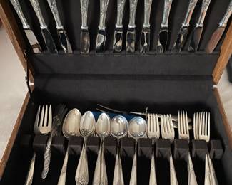 Lunt "Sweetheart Rose" Sterling Silver Set - $ 3,450.00 - will ONLY reduce 10 % on Saturday.  99 Pieces.  Includes 12 dinner forks, 12 salad forks, 12 soup spoons, 24 spoons, 12 butter knives, 4 serving spoons, 8 specialty pieces - approx 2790 total grams.  Also, 1 decorative weighted knife, weighted 2 pc carving set and 12 weighted knives - 1215 grams.  This set will also be on Ebay - presales available today !