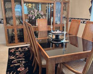 MCM American Martinsville Burl Wood Dining Set