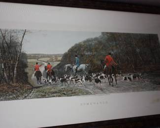 1of 4 fox hunting mat/framed pictures