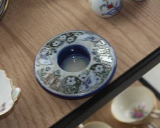 Studio art pottery tea light candle holder