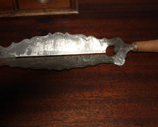 Very Rare scalloped metal angled fish drainer server