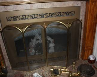 Brass fire screen
