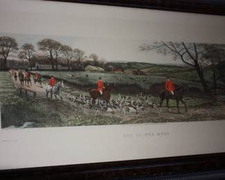 1of 4 fox hunting mat/framed pictures
