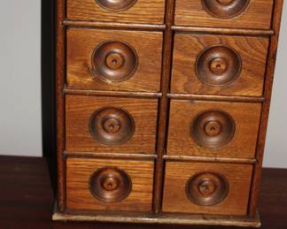 Vintage oak 8 drawer what not holder