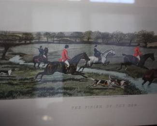 1of 4 fox hunting mat/framed pictures