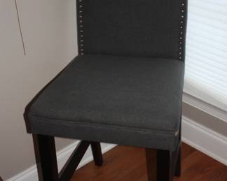 1 of 2 matching fabric high back barstool chairs 