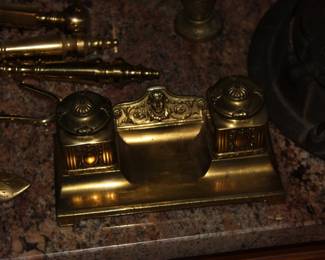 Vintage brass ink well