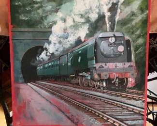 Double Sided Hanging Train Art