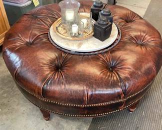 Large Round Ottoman And Decor 