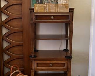 Vintage Nightstands pair, Headboard, Dresser, Highboy by  Sherrill Furniture Co, Handmade Baskets, Stool,  Table Lamp